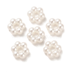 ABS Acrylic Beads, Flower, White, 8x8x3.5mm, Hole: 2.5mm(X-OACR-Z016-07)