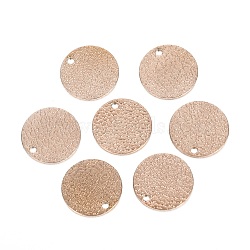 Ion Plating(IP) 304 Stainless Steel Charms, Textured, Laser Cut, Flat Round, Rose Gold, 15x1.6mm, Hole: 1mm(STAS-I157-08A-RG)