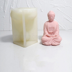 Buddha Candle Silicone Molds, For Scented Candle Making, White, 9x8x12.8cm(DIY-L072-017A)