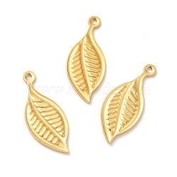 Ion Plating(IP) 304 Stainless Steel Pendants, Leaf Charm, Golden, 19x8x1mm, Hole: 1mm(STAS-G227-04G)