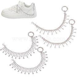 Brass & Iron Glass Rhinestone Chain Boot Strap Chains, for Shoe Decoration, Platinum, 253~255mm, 4pcs/set(HJEW-UN00051)