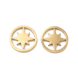 Ion Plating(IP) 304 Stainless Steel Cabochons, Flat Round with Star, Real 14K Gold Plated, 10x1mm(STAS-Q215-49G)