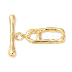 Brass Toggle Clasps, Oval, Real 18K Gold Plated, 26x32.5x4mm, Hole: 3mm, oval: 26x10x2.5mm, Hole: 1.2mm, bar: 5.5x26x4mm, hole: 1.2mm(KK-Q030-13G)