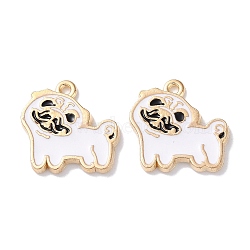 Alloy Enamel Pendants, Golden, Animals Theme Charm, Dog, 16.5x17x2mm, Hole: 1.4mm(ENAM-O001-08P-G)