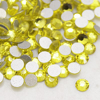 Glass Flat Back Rhinestone, Grade A, Back Plated, Faceted, Half Round, Citrine, SS8, 2.3~2.4mm, 1440pcs/bag