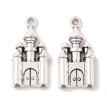 Tibetan Style Zinc Alloy Pendants, Lead Free & Cadmium Free, Castle, Antique Silver, 28x14x5mm, Hole: 2mm, about 142pcs/500g