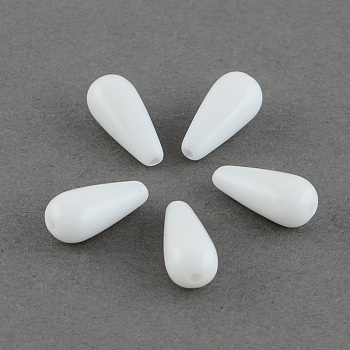 Opaque Acrylic Beads, teardrop, White, 20x7mm, Hole: 2mm, about 830pcs/500g