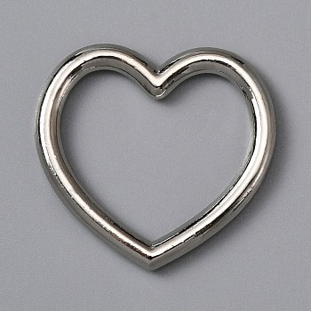 Alloy Linking Rings, Heart, Platinum, 33x35x3.5mm, Inner Diameter: 21x27.5mm