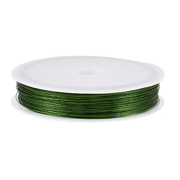 Copper Jewelry Wire, Round, Green, 0.3mm, about 236.22 Feet(72m)/Roll