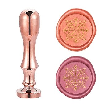 DIY Scrapbook, Brass Wax Seal Stamp Flat Round Head and Handle, Rose Gold, Other Pattern, 25mm