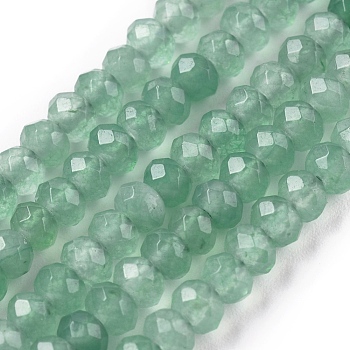 Dyed Natural Malaysia Jade Rondelle Beads Strands, Faceted, Medium Aquamarine, 4x2~3mm, Hole: 1mm, about 115pcs/strand, 14 inch