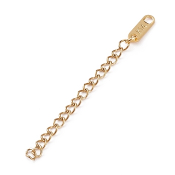 304 Stainless Steel Chain Extender, with Chain Tabs & Word K14, Golden, 60~62x3mm