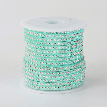 Rivet Faux Suede Cord, Faux Suede Lace, with Aluminum, Light Sky Blue, 3x2mm, about 20yards/roll