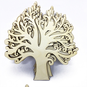 Tree of Life Unfinished Blank Wooden Cutouts, for Painting Arts, Pyrography, Home Decor, Light Yellow, 12.5cm, 10pcs/bag