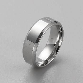 Stainless Steel Simple Plain Band Ring for Women, Stainless Steel Color, Inner Diameter: 15.3mm