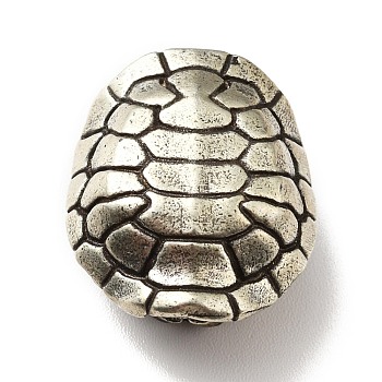 Brass European Beads, Large Hole Beads, Tortoise, Antique Silver, 19x16.5x10mm, Hole: 6mm