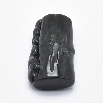 Natural Obsidian Pendants, 32x18x10.5mm, Hole: 1.5mm