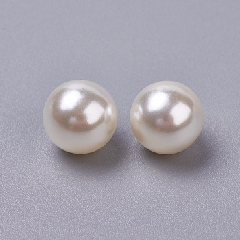 ABS Plastic Imitation Pearl Beads, Round, Undrilled/No Hole Beads, Seashell Color, 14mm, about 350pcs/500g