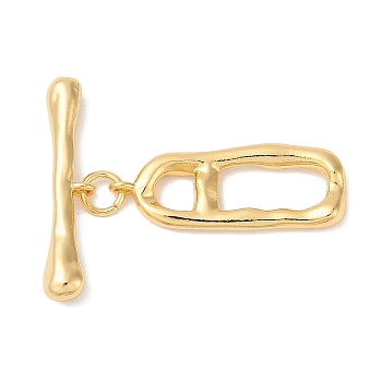 Brass Toggle Clasps, Cadmium Free & Nickel Free & Lead Free, Oval, Real 18K Gold Plated, 26x32.5x4mm, Hole: 3mm, oval: 26x10x2.5mm, Hole: 1.2mm, bar: 5.5x26x4mm, hole: 1.2mm