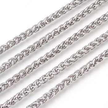 304 Stainless Steel Wheat Chains, Foxtail Chain, Unwelded, Stainless Steel Color, 5mm
