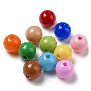 Opaque Acrylic Beads, Round, Mixed Color, 15.5x14.5mm, Hole: 3mm