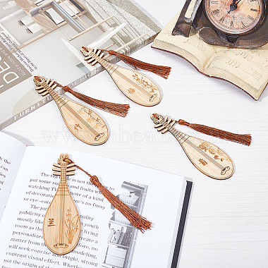 4Pcs 4 Style Ancient Musical Instrument Pipa Chinese Style Bookmark with Tassels for Book Lover(AJEW-NB0002-72)-4
