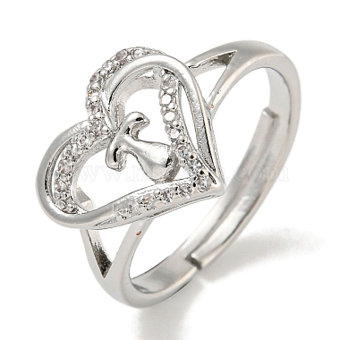 Clear Letter T Brass+Cubic Zirconia Finger Rings