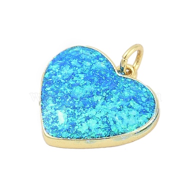 Brass Pave Synthetic Opal Heart Pendants(KK-I723-20G)-2