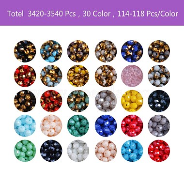 3420-3540 pièces 30 couleurs galvanoplastie perles de verre transparentes brins(EGLA-SZ0001-07)-6