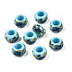 Perles rondelles acryliques opaques imprimées de fleurs(SACR-S305-27-E01)-1