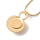 Natural Quartz Flat Round Pendant Necklace with 304 Stainless Steel Snake Chain(NJEW-K244-02G)-3