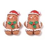 Christmas Opaque Resin Cabochons, Gingerbread Man, 32x23x11.5mm(CRES-Z015-01B)