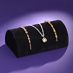 Velvet Necklace Half Round Display Stand, Jewelry Organizer Holder for Pendant Storage, Oval, Black, 21x12x8cm(PW-WG66283-02)