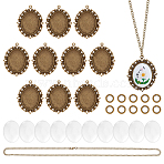 DIY Alloy Pendant Necklaces Making Kits, Oval, Antique Bronze, 27.56 inch(70cm)(DIY-PH0031-60)