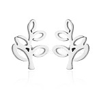 304 Stainless Steel Stud Earrings, Silver, Leaf, 9x6mm(WGE2D60-02)