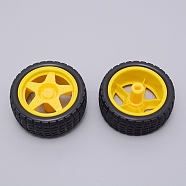 PVC Wheel Robot Toy Accessories, Car Accessories Tyre, Flat Round, Yellow, 3x6.7cm, Inner Diameter: 3.5x6mm(FIND-WH0062-15)