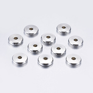 304 Stainless Steel Spacer Beads, Flat Round, Stainless Steel Color, 8x2mm, Hole: 2mm(STAS-L198-33A)