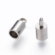 304 Stainless Steel Cord Ends, Stainless Steel Color, 10x6mm, Hole: 2.2mm, Inner Diameter: 5mm(STAS-P162-11-5mm)