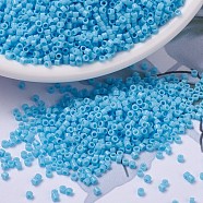 MIYUKI Delica Beads Small, Cylinder, Japanese Seed Beads, 15/0, (DBS0725) Opaque Turquoise Blue, 1.1x1.3mm, Hole: 0.7mm, about 3500pcs/10g(X-SEED-J020-DBS0725)