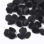 3-Petal Eco-Friendly Cowhide Bead Cap, Flower, Black, 14~15x15~16x6~8mm, Hole: 1.5mm(FIND-T045-42A)