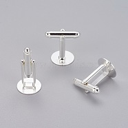 Brass Cuff Button, Cufflink Findings for Apparel Accessories, Silver Color Plated, 18x18mm, Tray: 12mm(KK544-S)