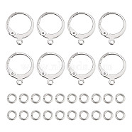 100Pcs 304 Stainless Steel Leverback Earring Findings, with Loops and 100Pcs Jump Rings, Stainless Steel Color, 14.5x12x2mm, Hole: 1.2mm, Pin: 1x0.8mm(STAS-AR0002-37A)