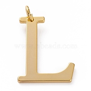 Golden Brass Pendants, Long-Lasting Plated, Letter, Letter.L, 27x20.5x1.5mm, Hole: 3.5mm(KK-P194-01G-L)