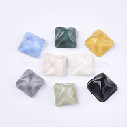 Resin Cabochons, Imitation Cat Eye, Waved Square, Mixed Color, 10x10x6mm(RESI-S364-41C-M)