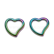 Ion Plating(IP) 304 Stainless Steel Linking Rings, Heart, Rainbow Color, 14.5x15x1.5mm, Inner Diameter: 11.5x11.8mm(STAS-H416-13MC)