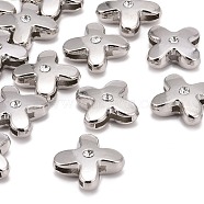 Letter Slider Beads for Watch Band Bracelet Making, Platinum Plated Alloy Crystal Rhinestone Slide Charms, Cadmium Free & Nickel Free & Lead Free, Letter.X, 11~13x9~11.5x4~5mm, Hole: 7.5~8x1mm(ALRI-O012-X-NR)