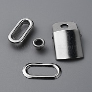 Stainless Steel Peaked Cap Adjuster Kits, Baseball Cap Buckle with Eyelet, Stainless Steel Color, 21x21.5x6.5mm, Hole: 5mm(FIND-WH0152-67P)