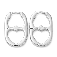 Rack Plating Brass Oval with Heart Hoop Earrings, Lead Free & Cadmium Free, Platinum, 20x13x2.5mm(EJEW-D064-09P)
