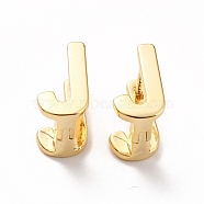 Initial Hoop Earrings for Women, Golden Letter Brass Earrings, Letter.J, 13x7x9.5mm, Pin: 0.8mm(EJEW-P194-01G-J)