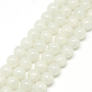 Baking Painted Crackle Glass Beads Strands, Round, Creamy White,8mm, Hole: 1.3~1.6mm, about 100pcs/strand, 31.4 inch(X-DGLA-Q023-8mm-YS1)
